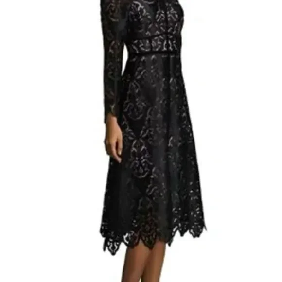 NWT New L.K. Bennett London Eloise black lace dress UK 16 US 12 - Picture 2 of 9
